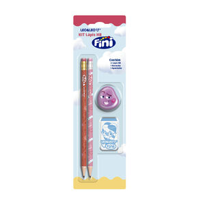 Kit Escolar Com Lápis + Borracha + Apontador  Leo&Leo - Fini